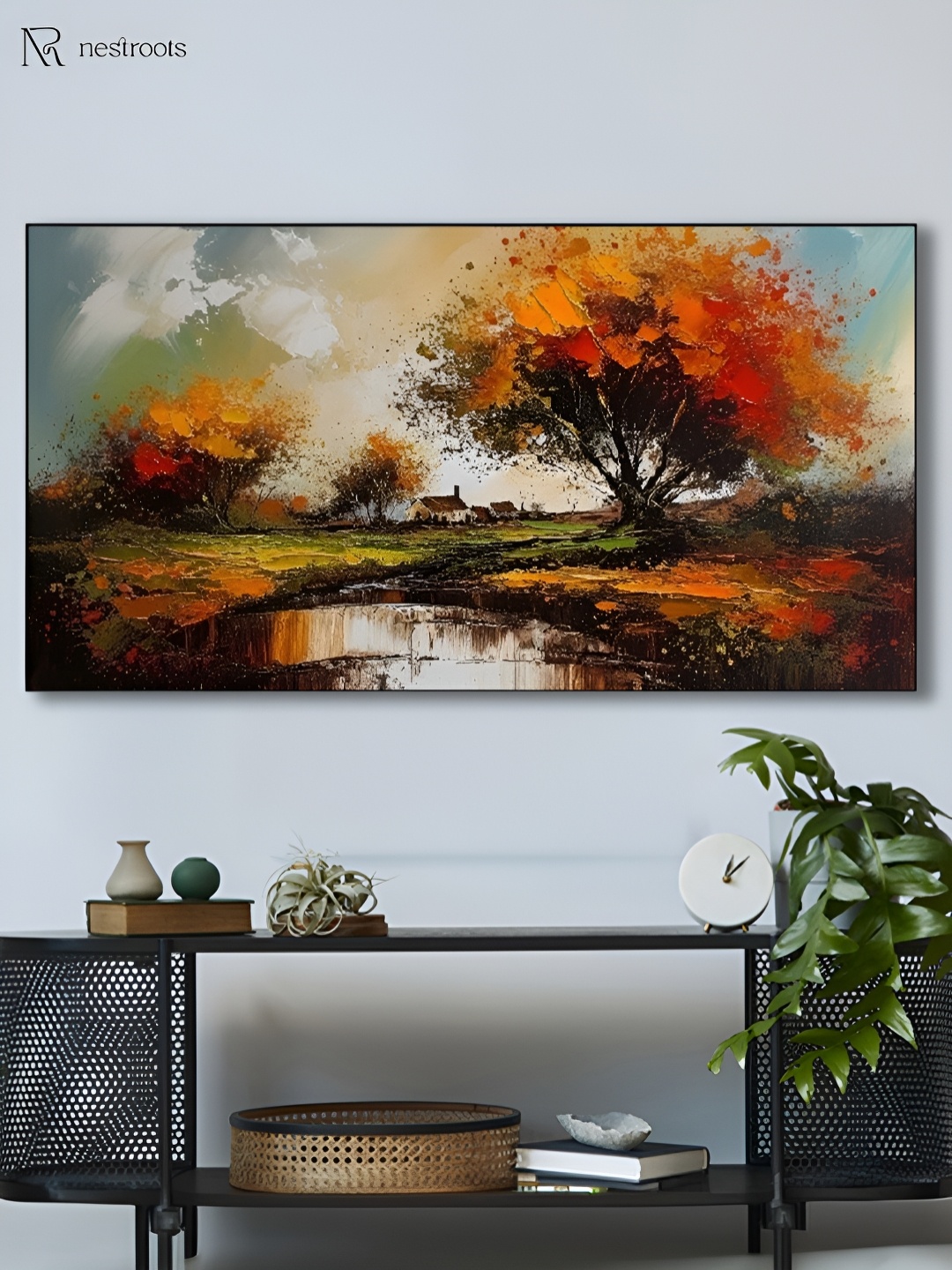 

nestroots Orange & Pink 1 Piece Canvas Floral and Botanical Wall Paintings