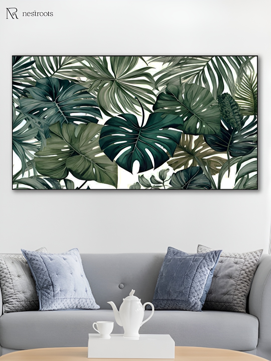 

nestroots White & Green 1 Piece Canvas Other Wall Paintings