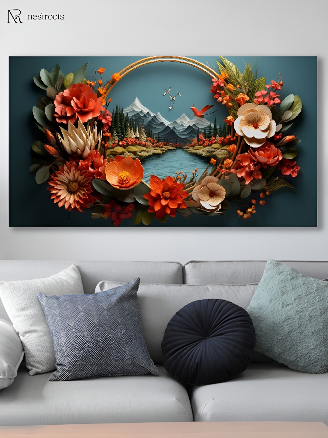 

nestroots Red & Green 1 Piece Canvas Floral and Botanical Wall Paintings