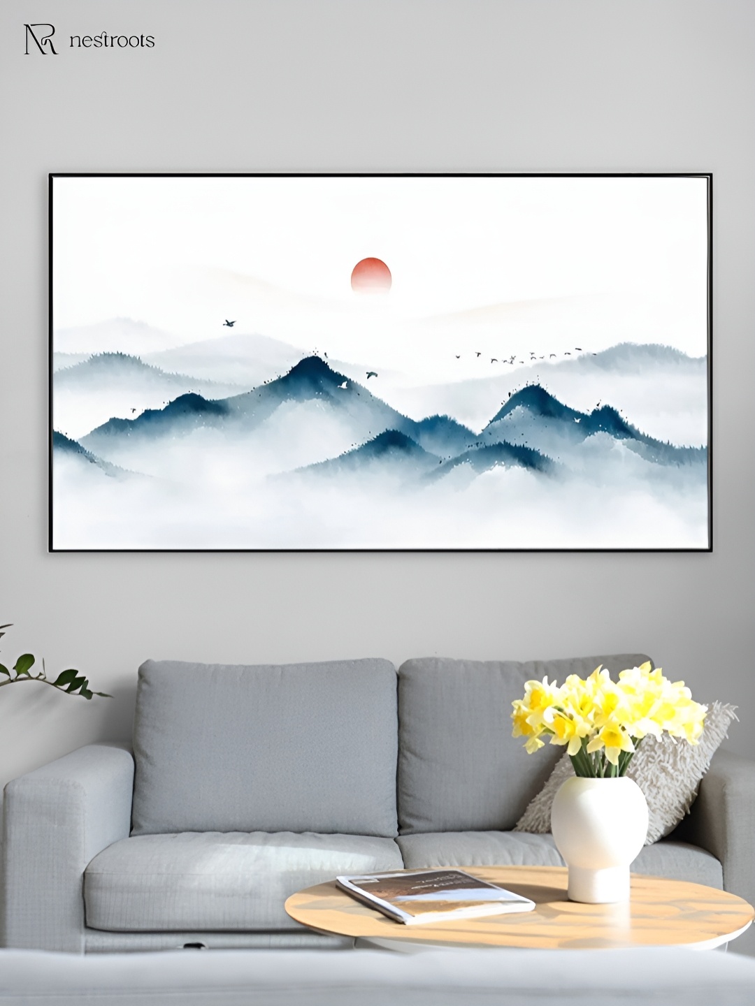 

nestroots White & Blue 1 Piece Canvas Other Wall Paintings