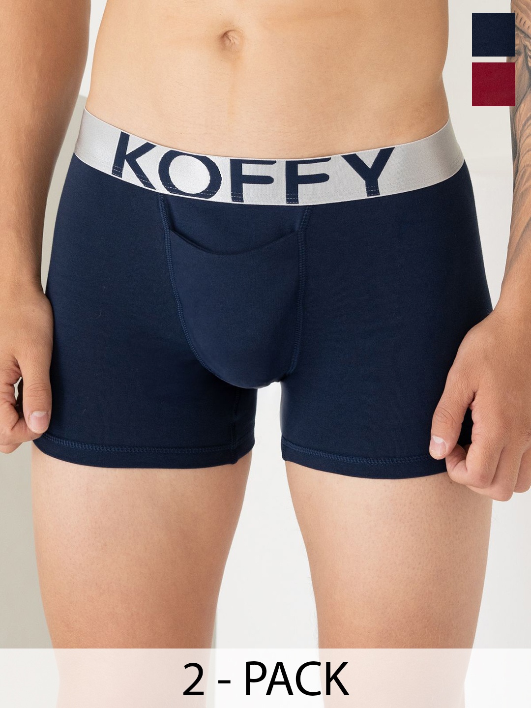 

KOFFY Pack Of 2 Printed Details Cotton Trunk KOFFY_KI25_MNRD_NB_2PC, Maroon