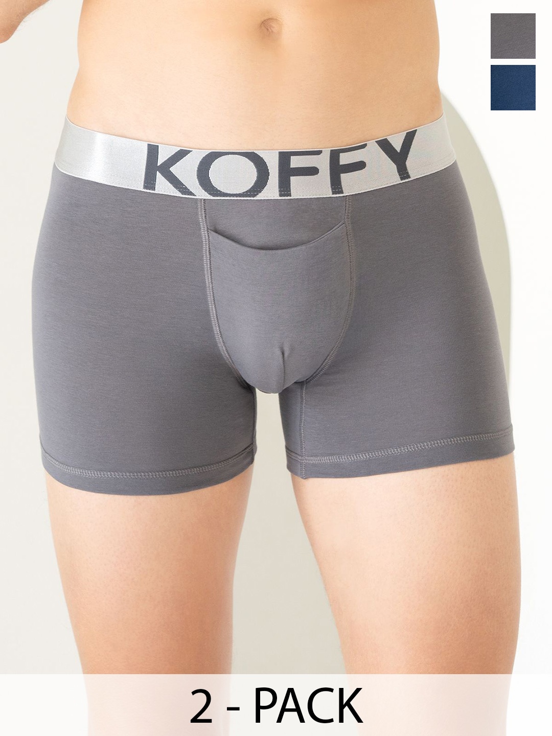 

KOFFY Pack Of 2 Wrinkle-Free Trunks KOFFY_KI25_DGR_AFBU, Grey