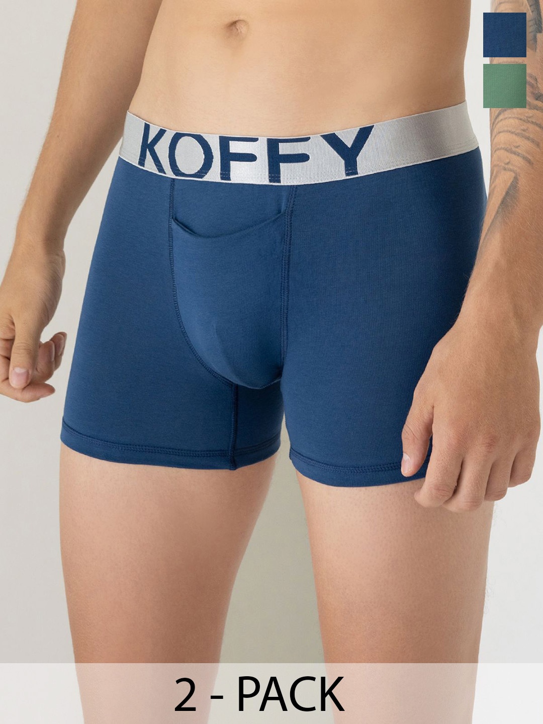 

KOFFY Pack Of 2 Printed Details Cotton Trunk KOFFY_KI25_AFBU_GN_2PC, Blue