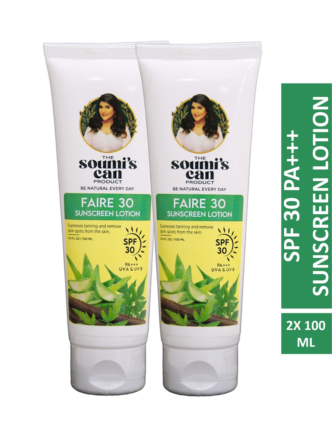 

THE SOUMI'S CAN PRODUCT Set of 2 Faire 30 Sunscreen Lotion - 100ml, White