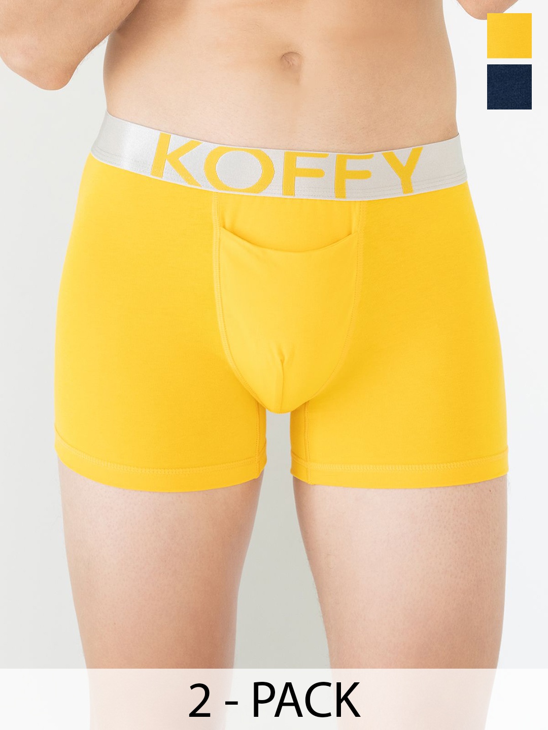 

KOFFY Pack Of 2 Breathability Trunks-KOFFY_KI25_NB_YLW_2PC, Navy blue