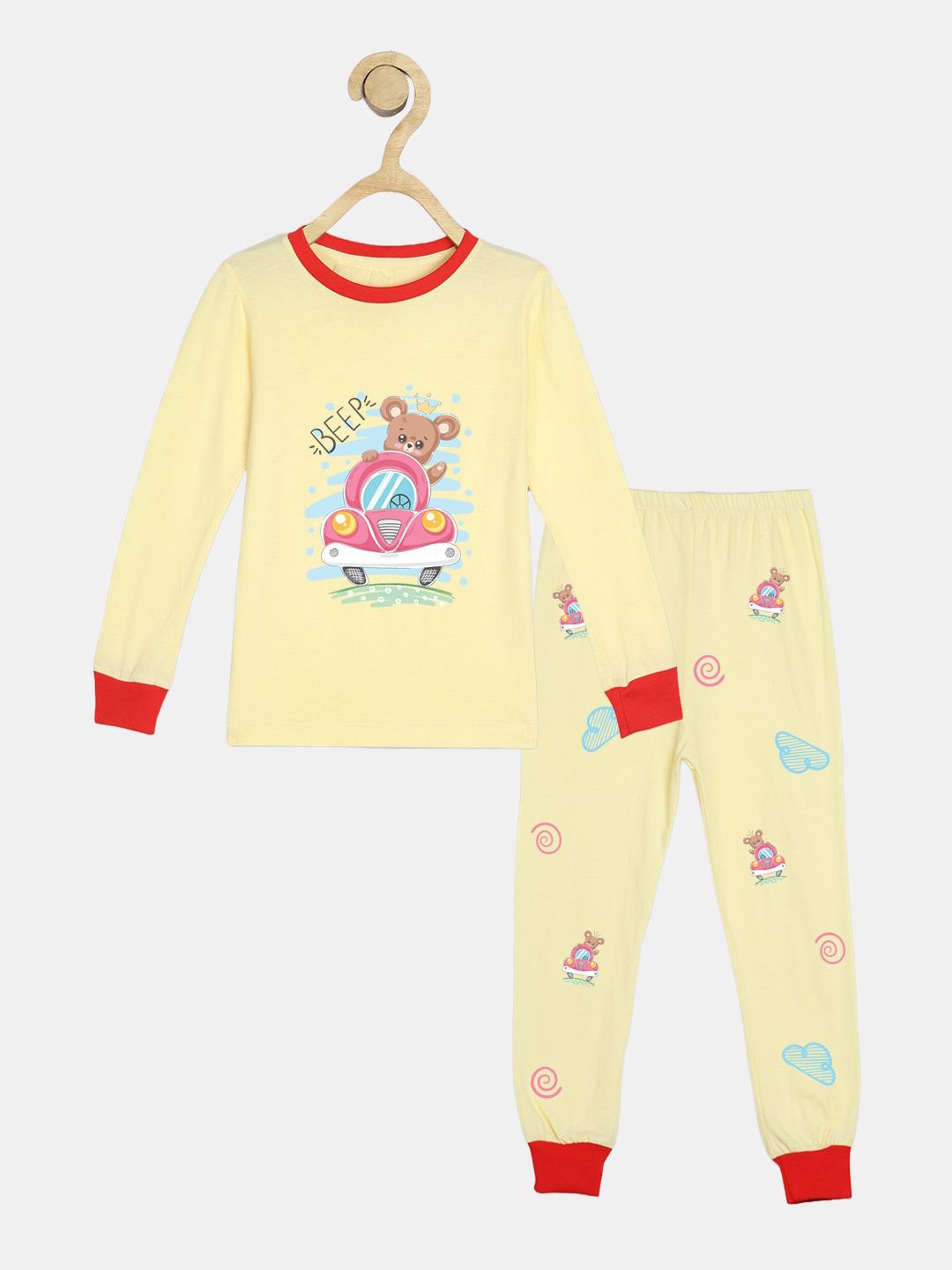 

Wyld Sprog Unisex Kids Printed Night suit, Yellow