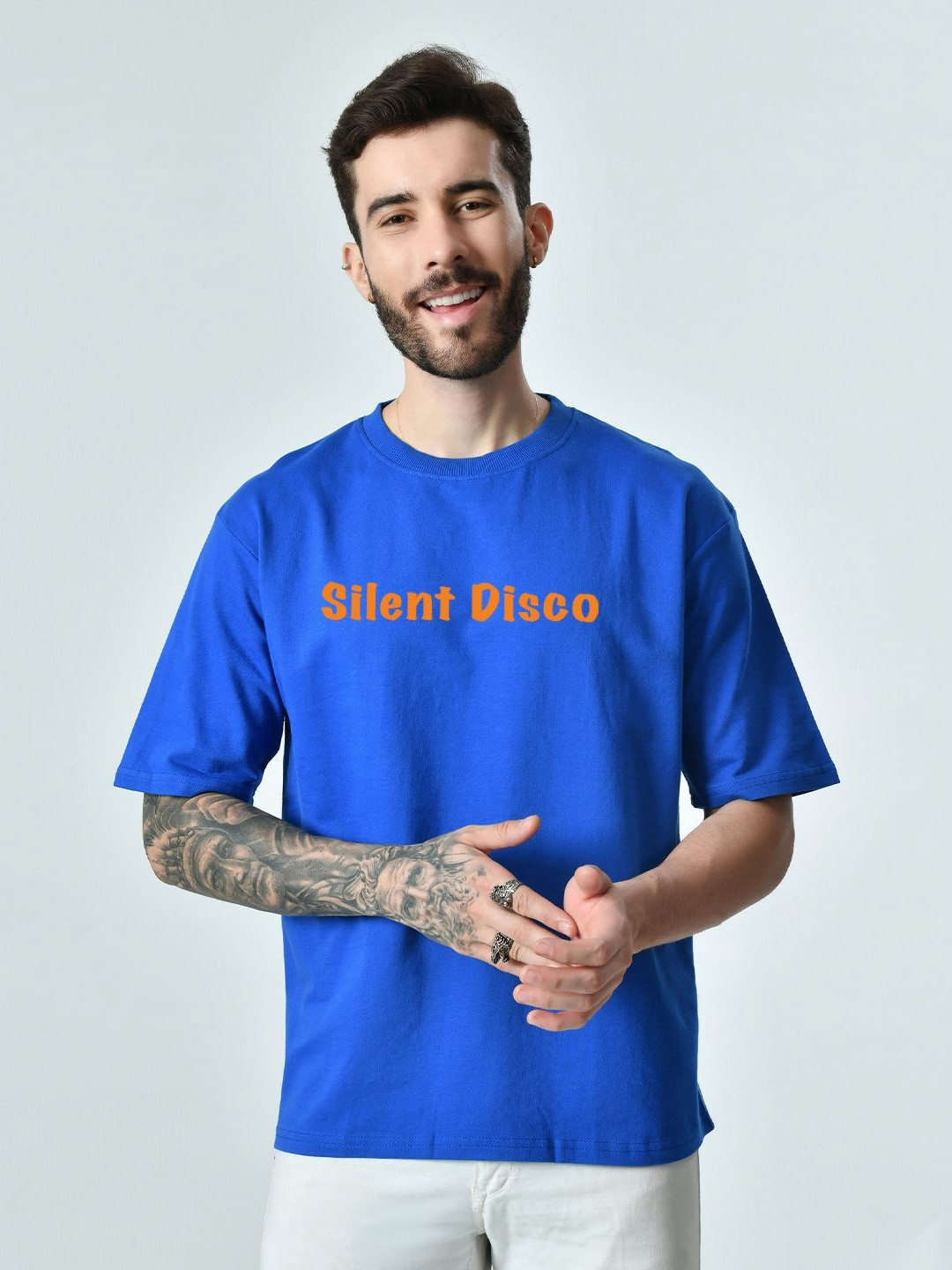 

EKSDEE Men Typography Printed T-shirt, Blue