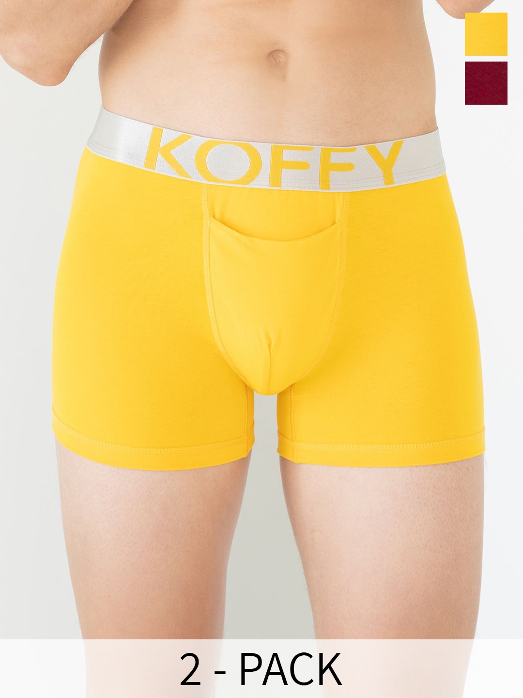 

KOFFY Pack Of 2 Cotton Trunks KOFFY_KI25_YLW_MNRD_2PC, Yellow