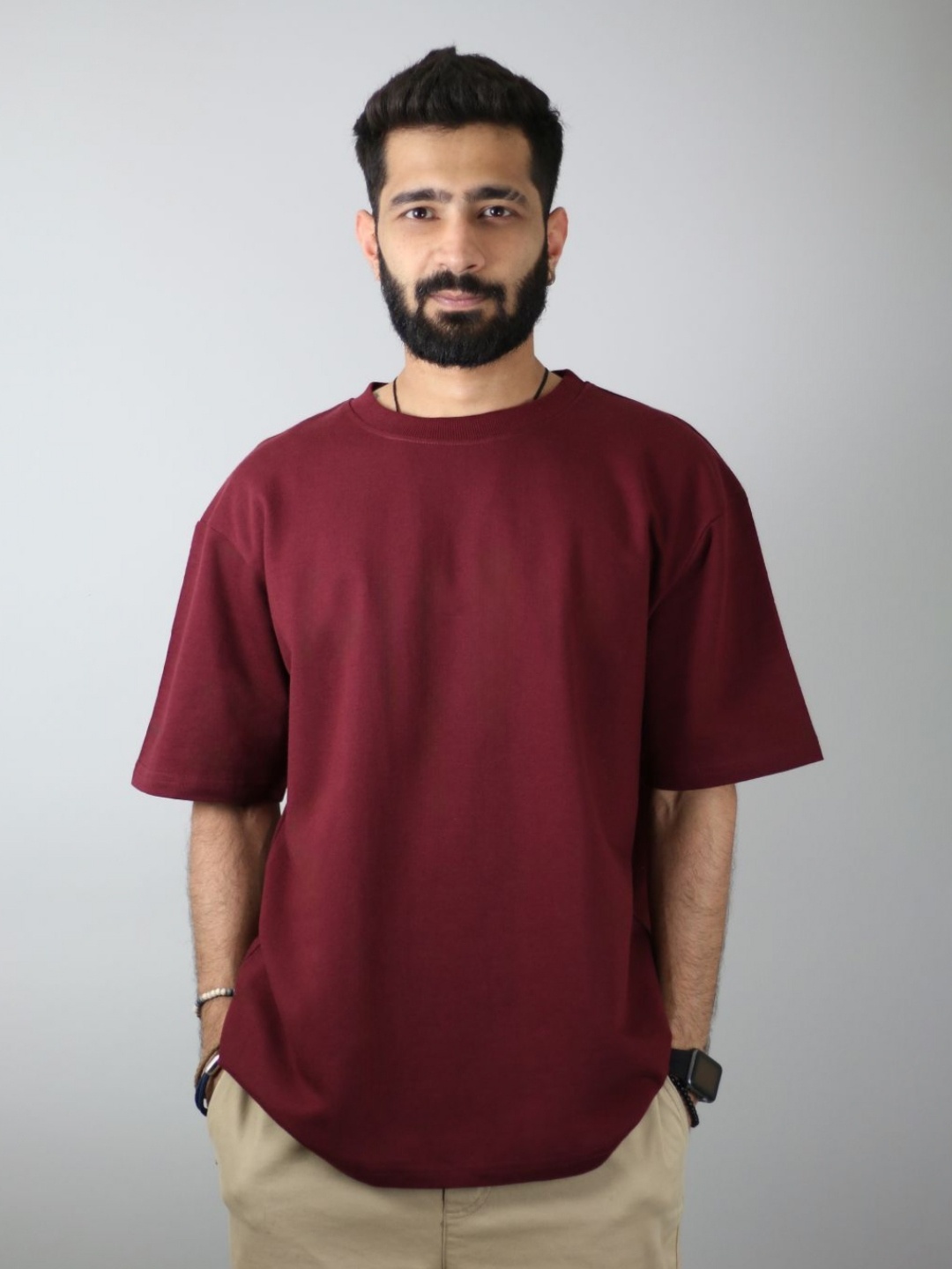 

EKSDEE Men Pockets T-shirt, Burgundy