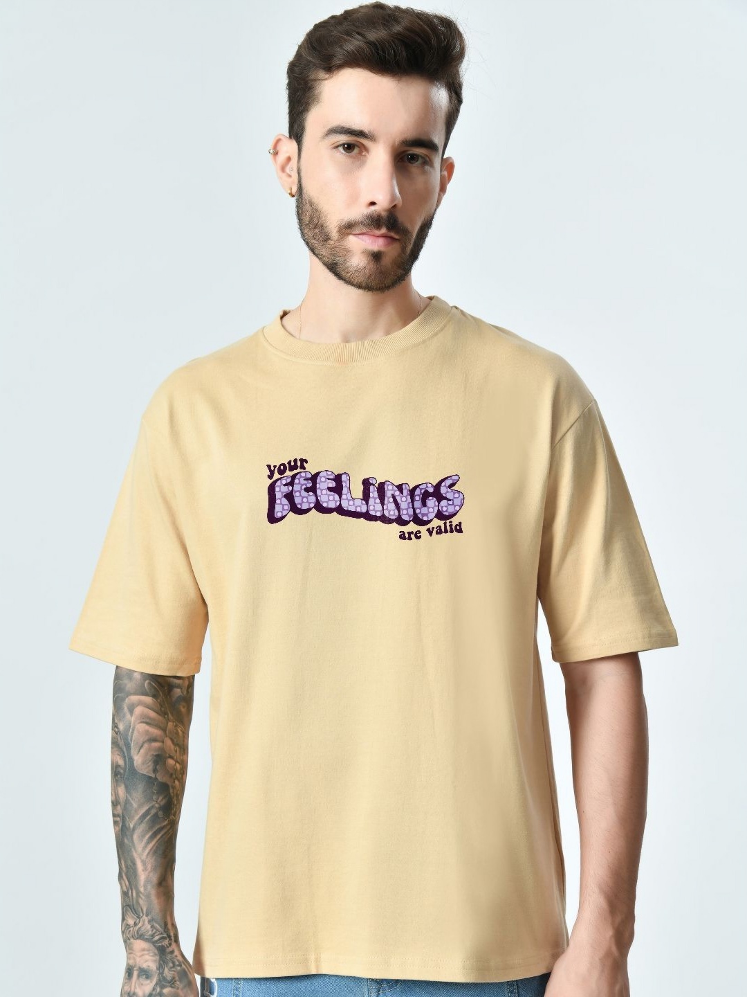 

EKSDEE Men Sports High Neck T-shirt, Beige