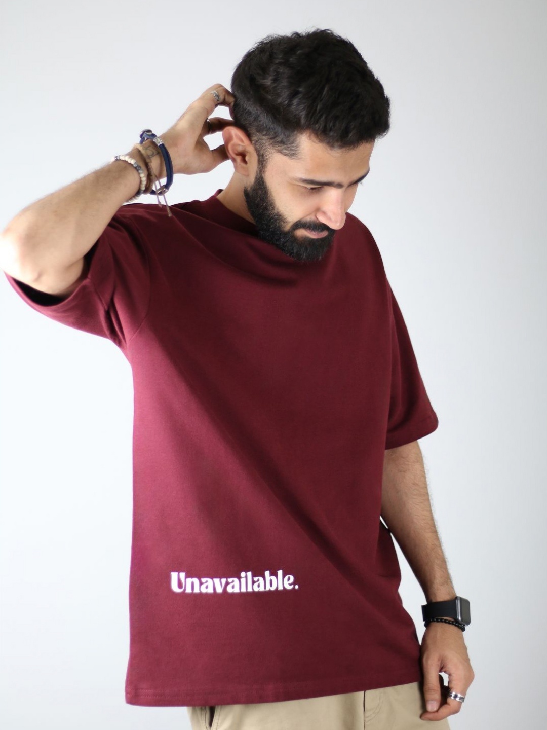 

EKSDEE Men V-Neck Pockets T-shirt, Burgundy