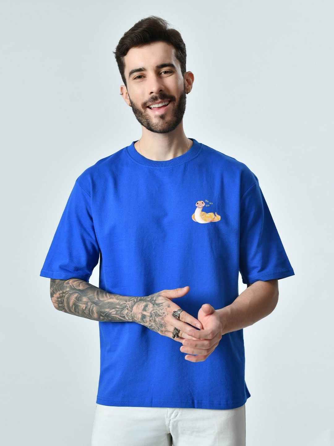 

EKSDEE Men Applique T-shirt, Blue