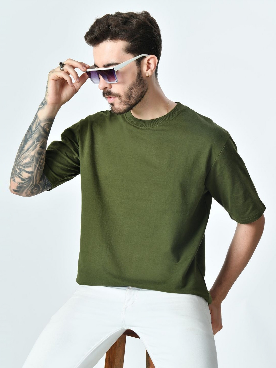 

EKSDEE Men Pockets T-shirt, Olive