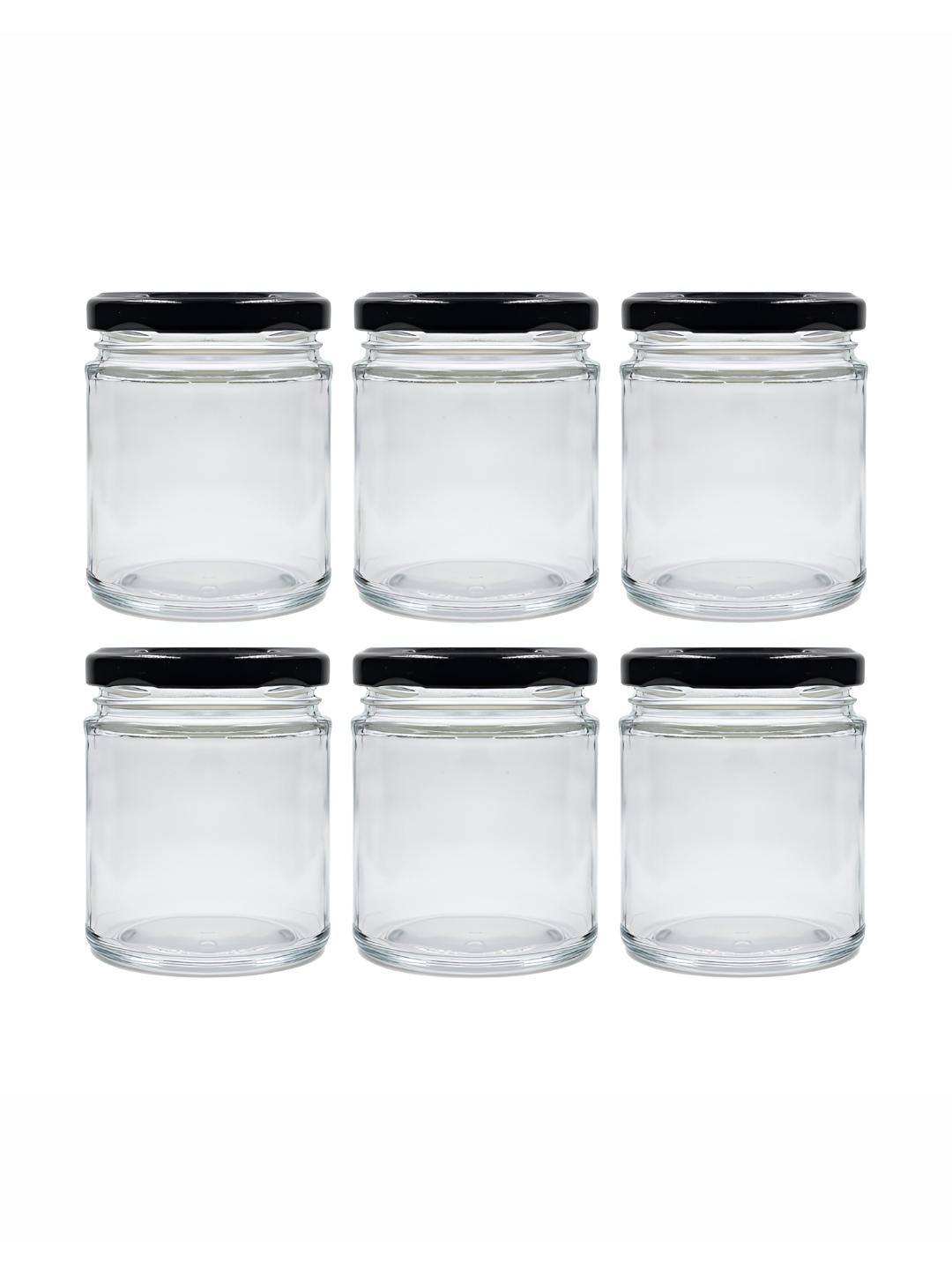 

tyche enterprises 6 Pcs Transparent & Black Glass Storage Containers