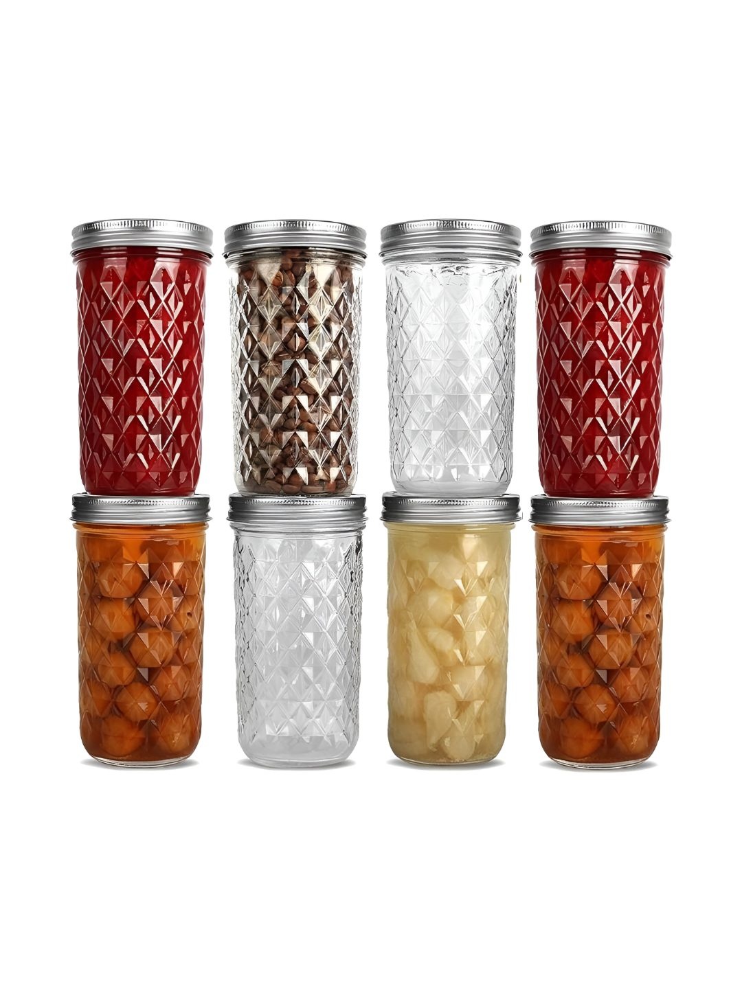 

tyche enterprises 8-pcs Transparent Glass Container with Lid