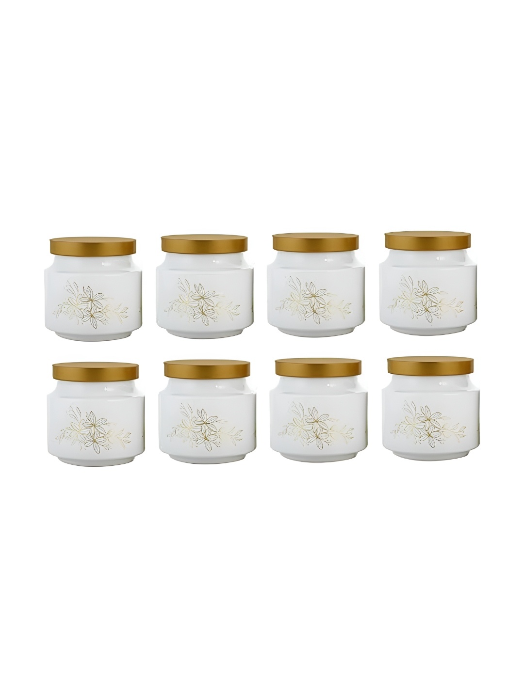 

tyche enterprises 8-Pcs White Printed Storage Jar