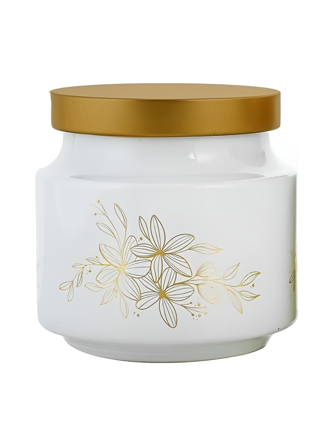 

tyche enterprises White Floral Printed Glass Container with Lid