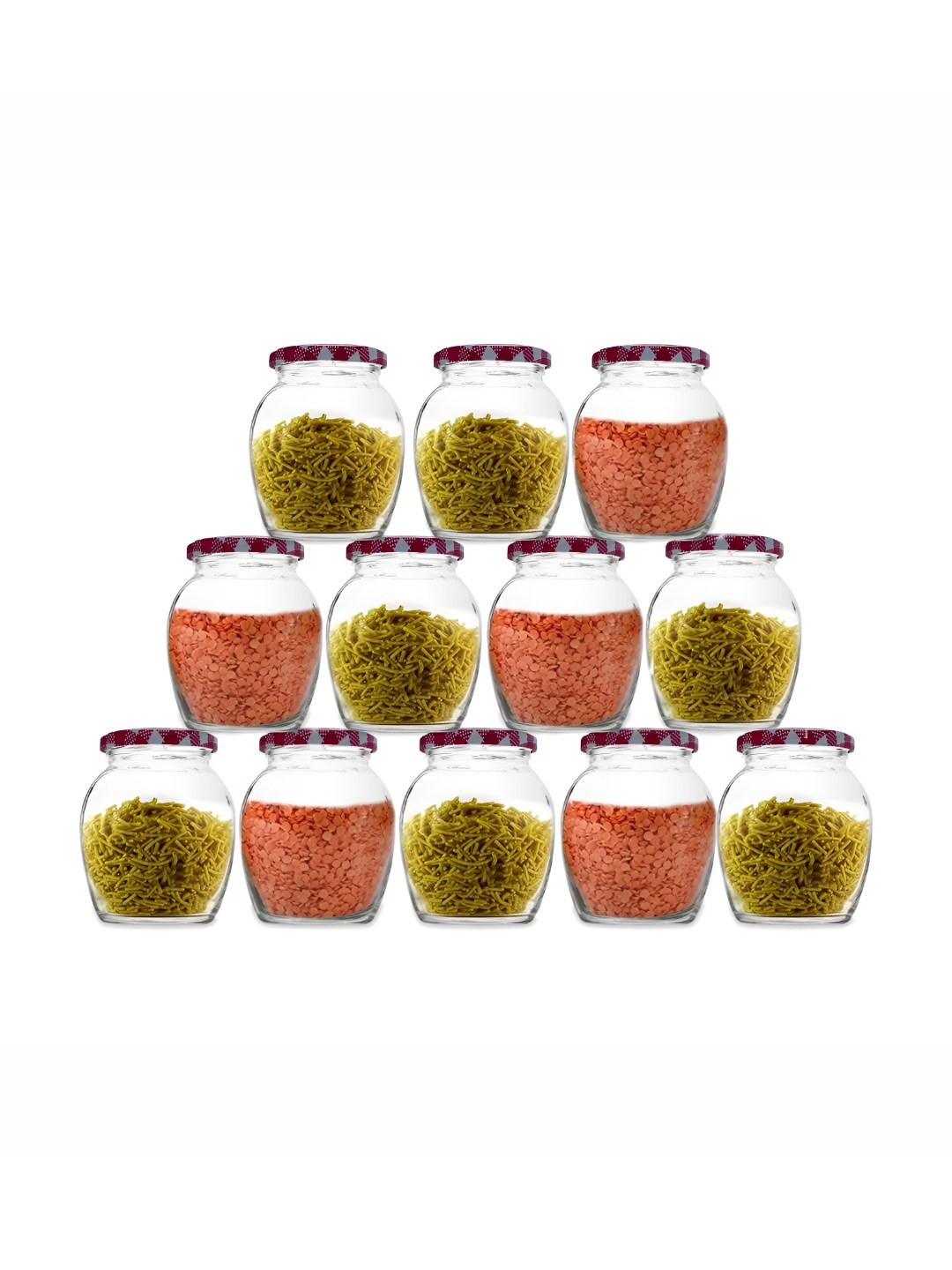 

tyche enterprises 12-Pcs Transparent Glass Storage Jars-400ml Each