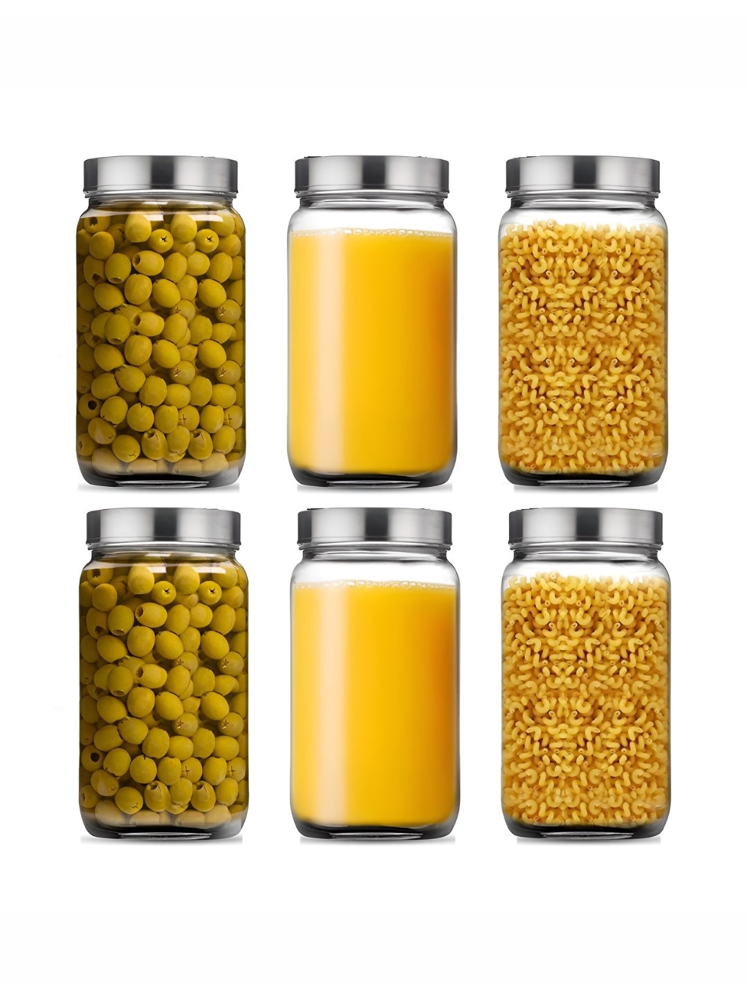 

tyche enterprises 6 Pcs Transparent Glass Storage Jar -1.8L Each
