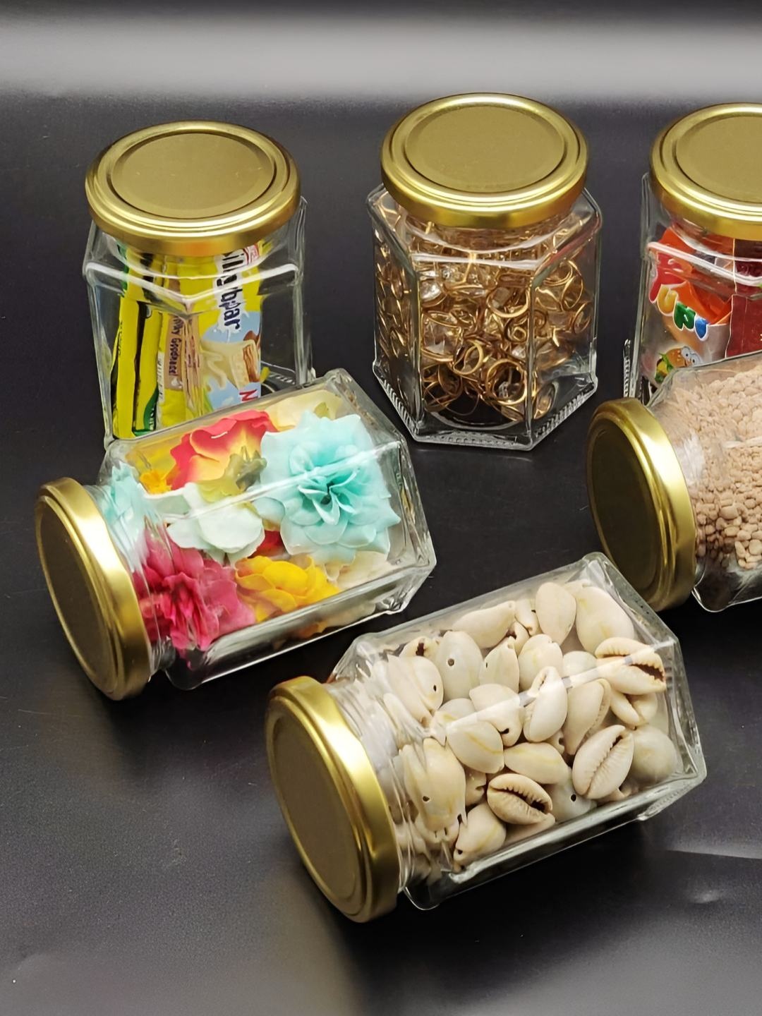 

tyche enterprises Set Of 6 Transparent Glass Container
