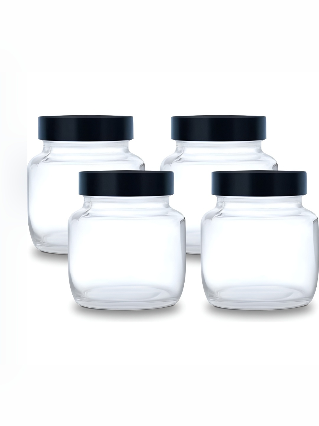 

tyche enterprises 4-Pcs Transparent & Black Glass Container