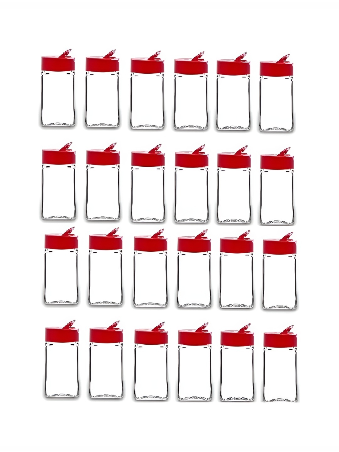 

tyche enterprises 24-Pcs Transparent & Red Glass Container