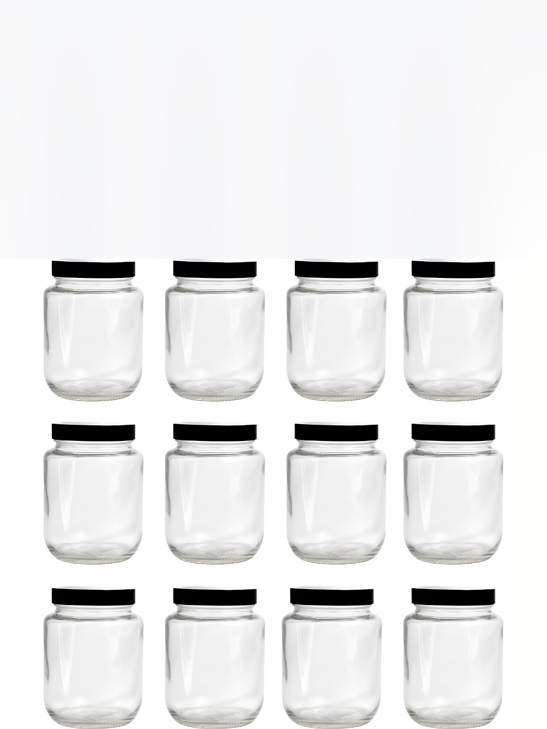 

tyche enterprises 12 Pcs Transparent & Black Glass Storage Containers