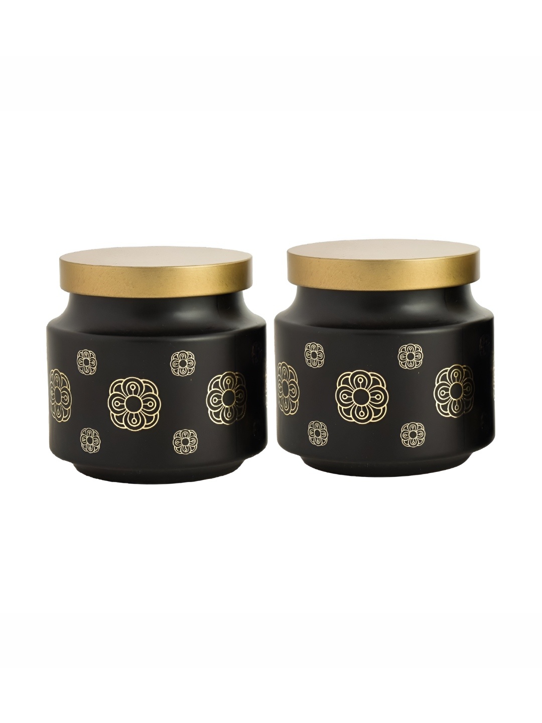 

tyche enterprises 2-Pcs Black Printed Glass Container