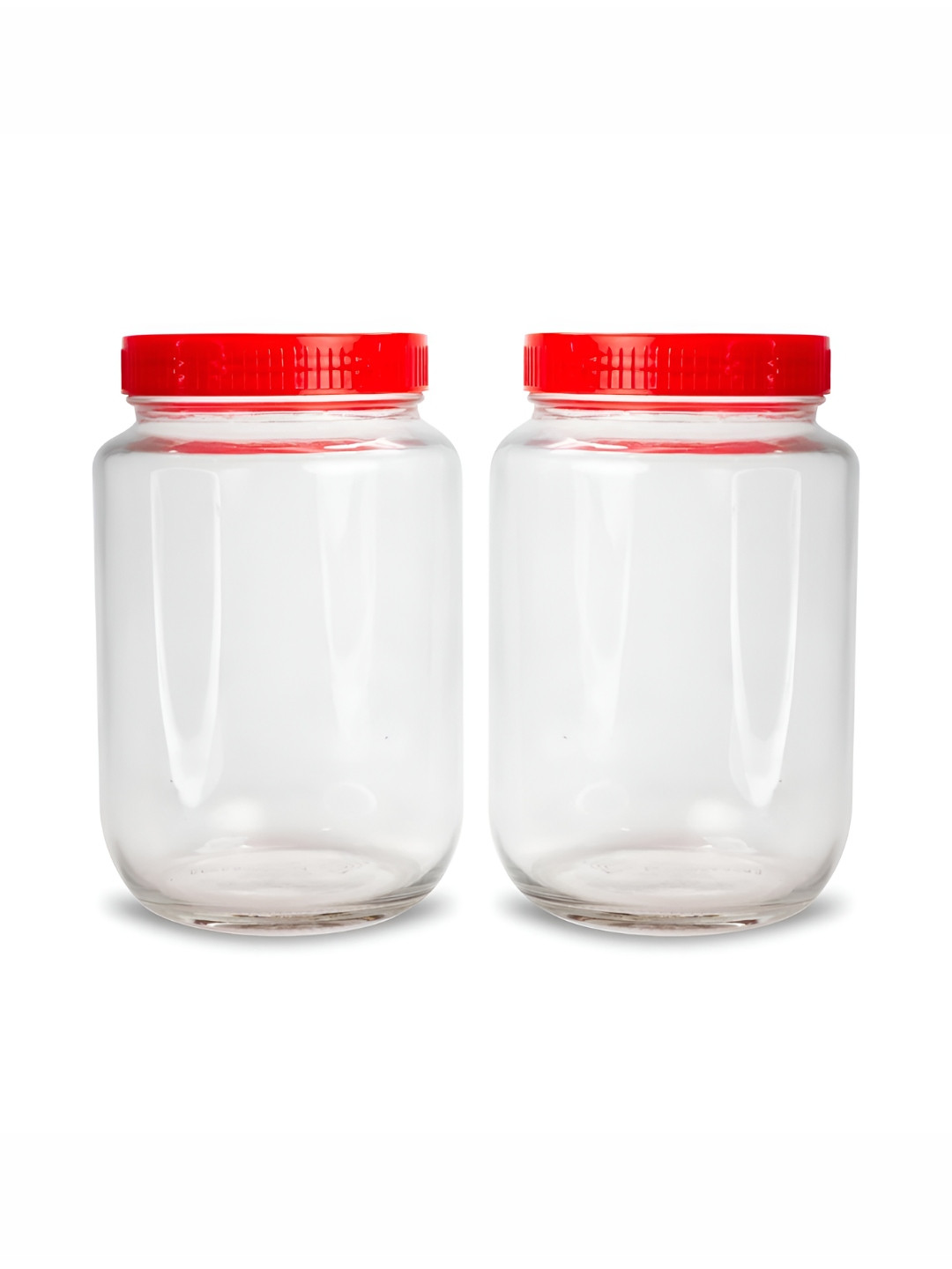 

tyche enterprises 2-Pcs Transparent & Red Glass Container