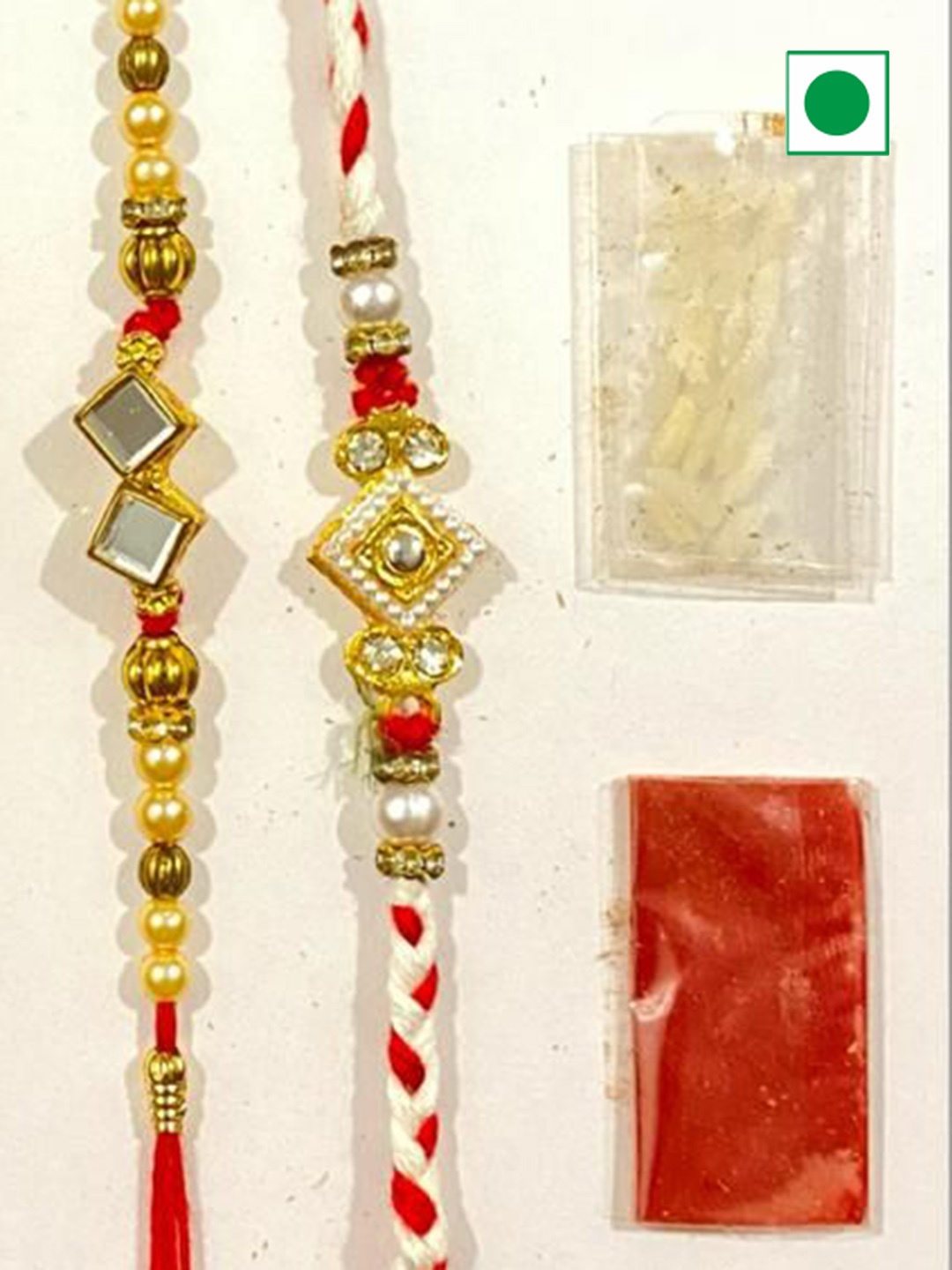 

Wishbox Set Of 2 Rakhis Almond Dates, Tikka & Rice Gift Set, Brown