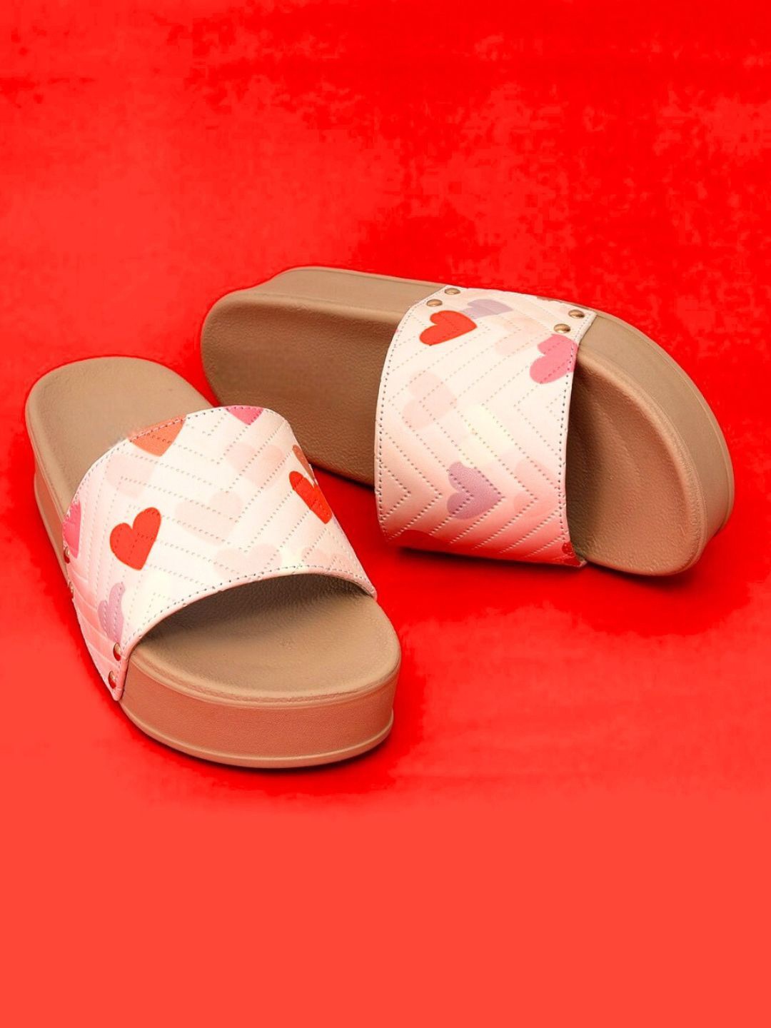 

Zyla Printed Platform Mules with Bows, Beige