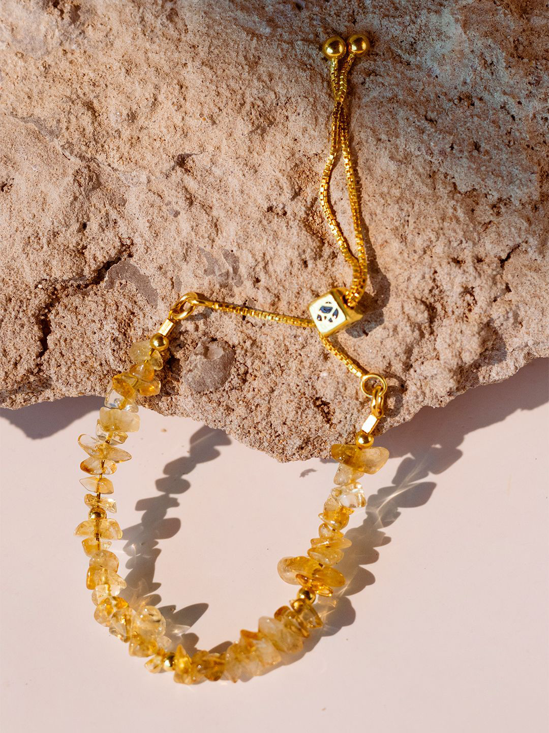 

Stone Story By Shruti Women Sterling Silver Citrine Handcrafted Gold-Plated Link Bracelet