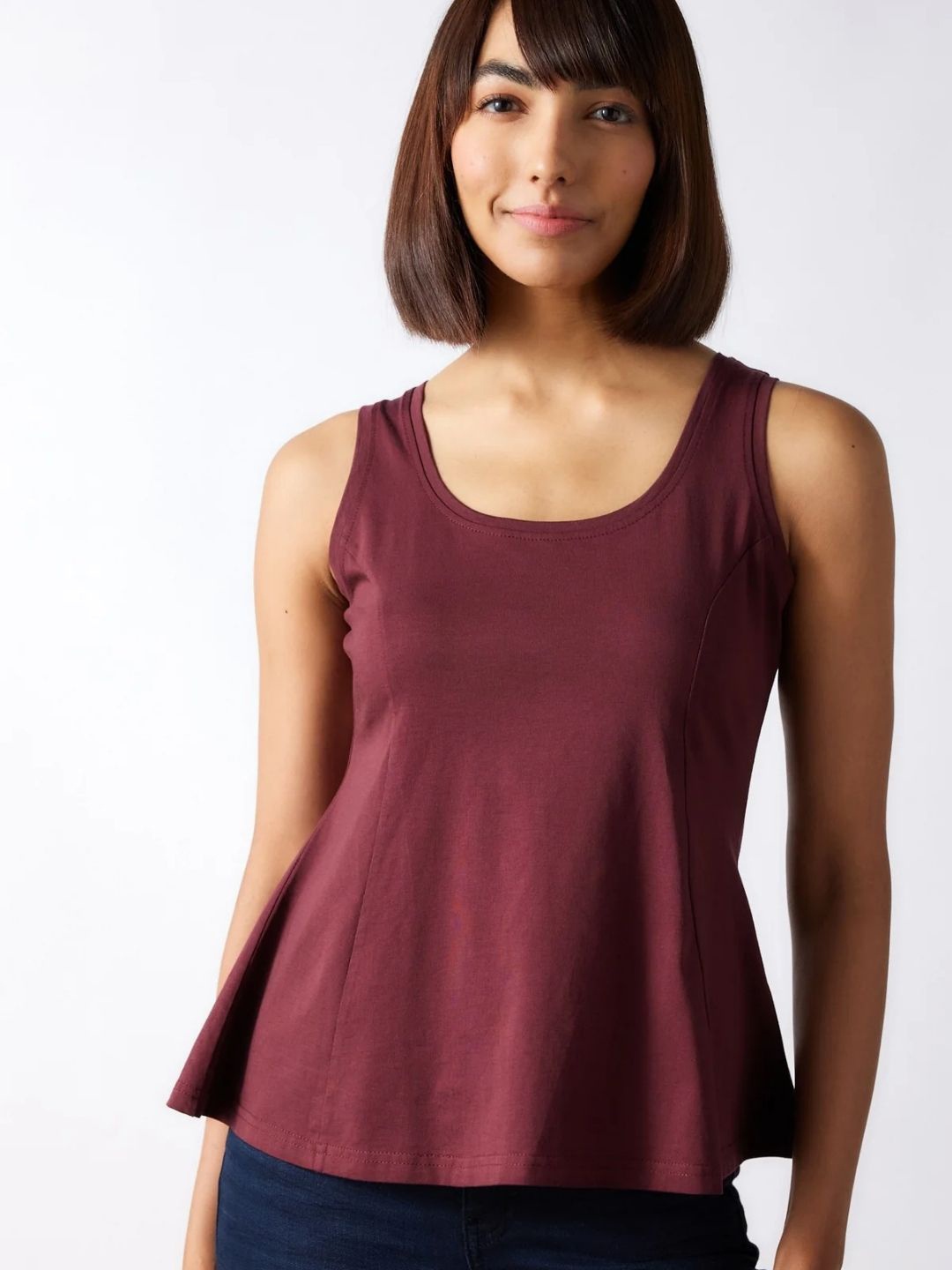 

Creatures of Habit Women Pima Flared Tank Top, Maroon