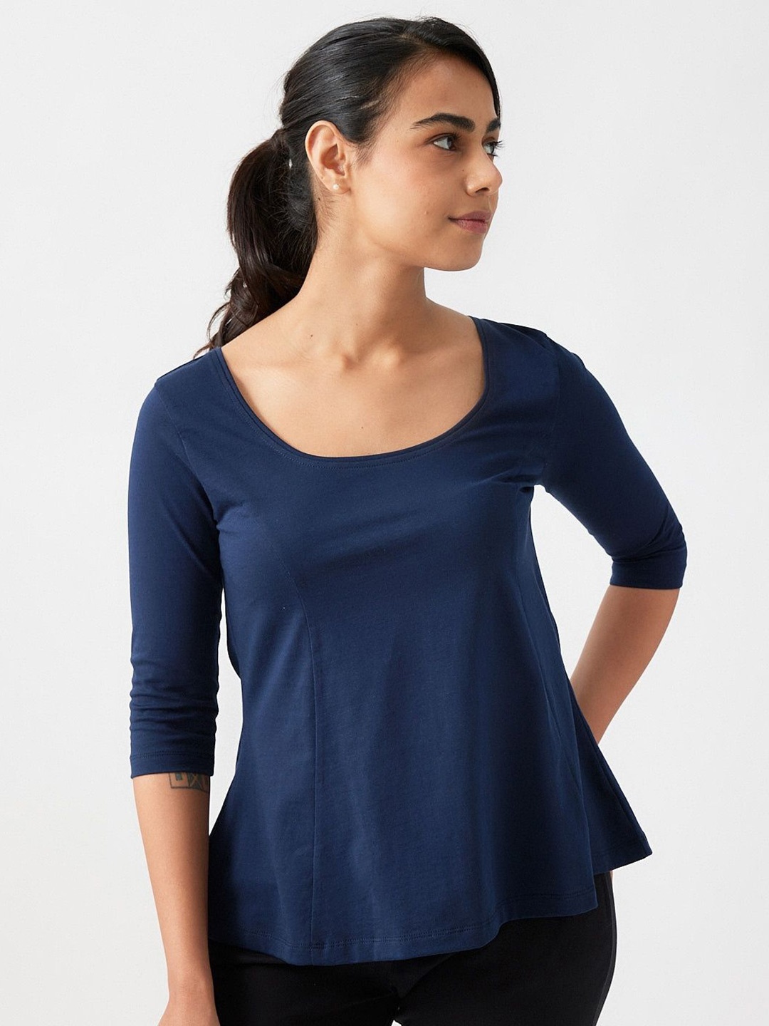 

Creatures of Habit Women Pima Flared Top, Blue
