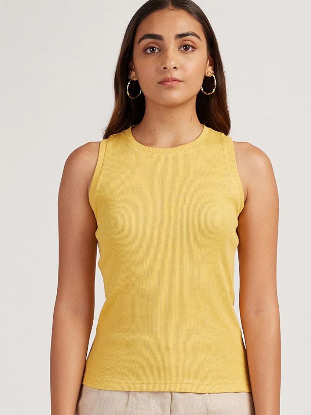 

Creatures of Habit Women Rib Tank Top, Yellow