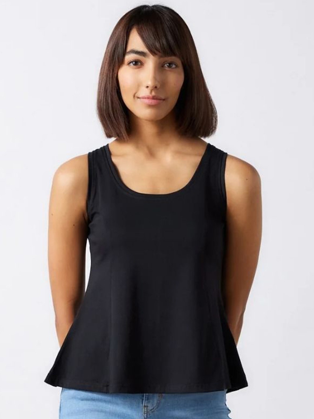 

Creatures of Habit Women Pima Flared Tank Top, Black