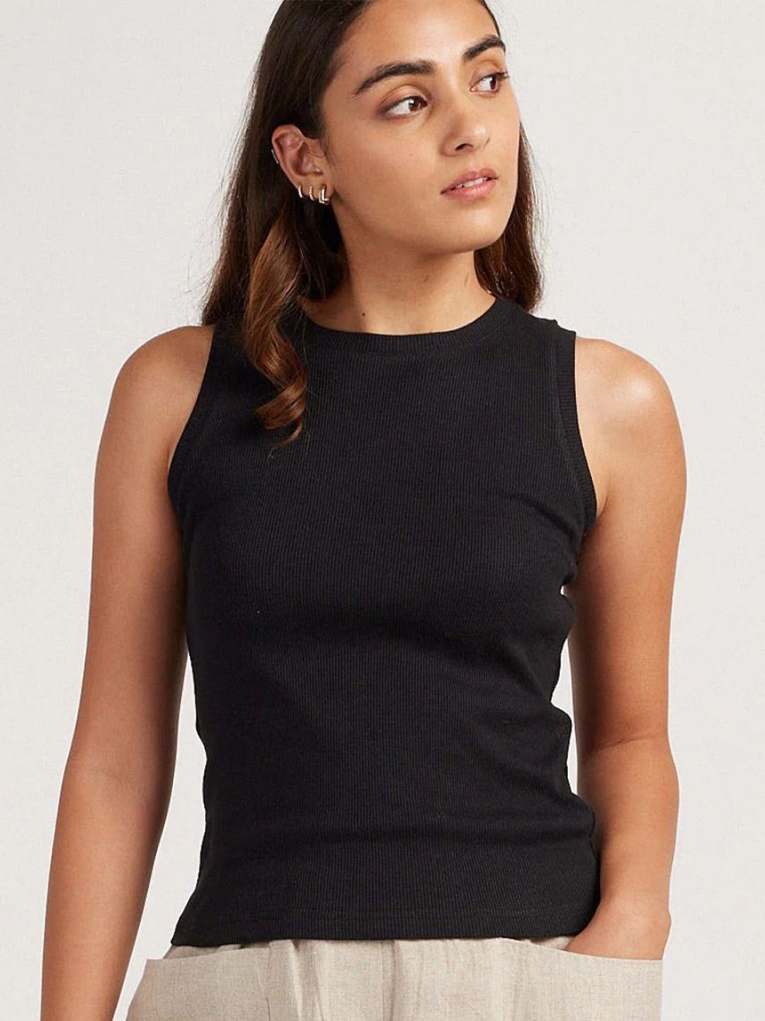 

Creatures of Habit Women Rib Tank Top, Black
