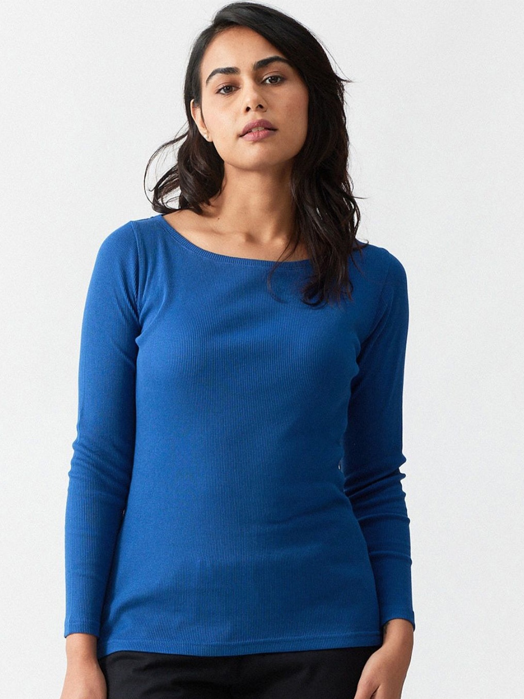

Creatures of Habit Women Rib Boat Neck, Blue