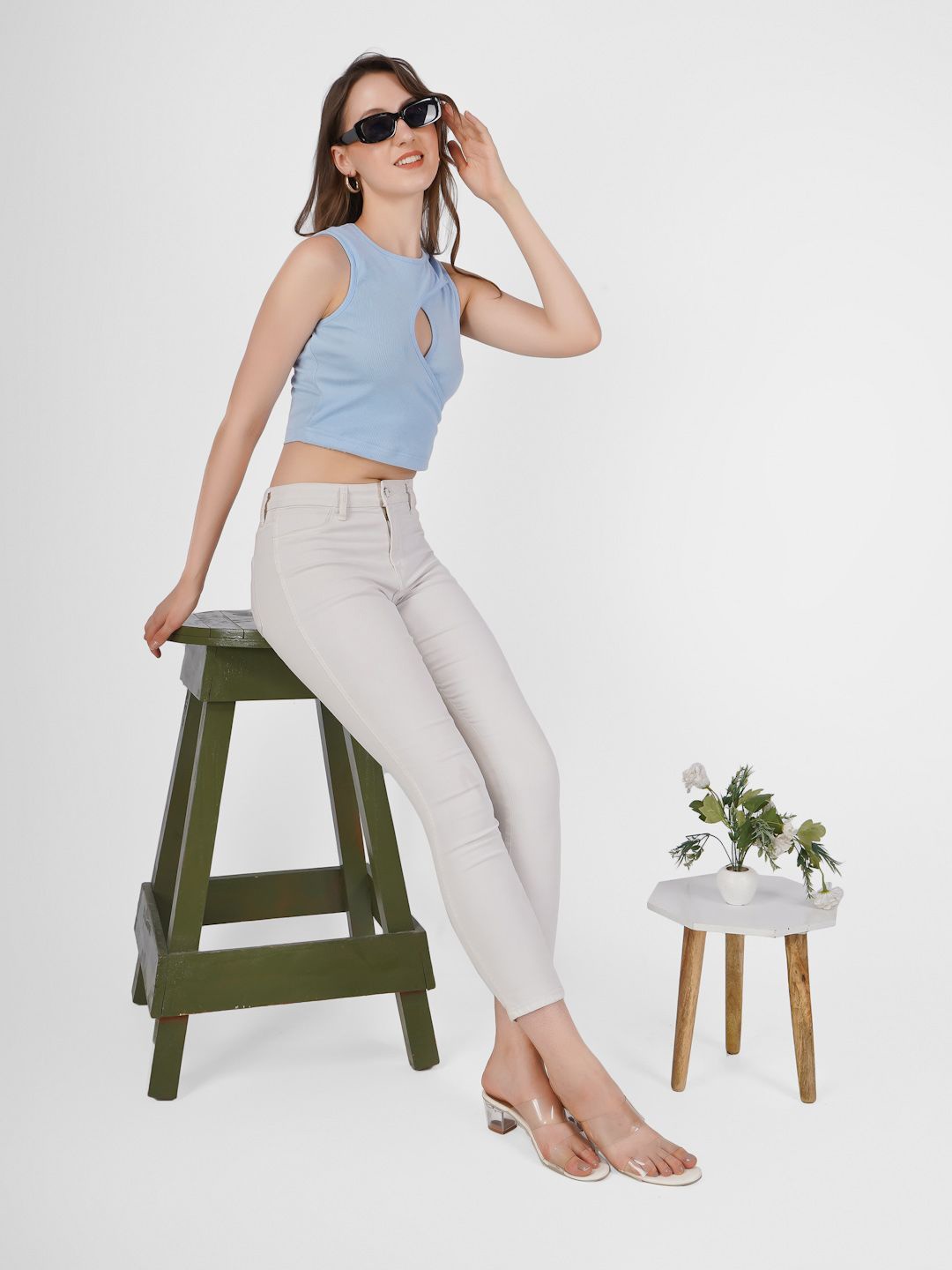 

angloindu Crop Top, Blue