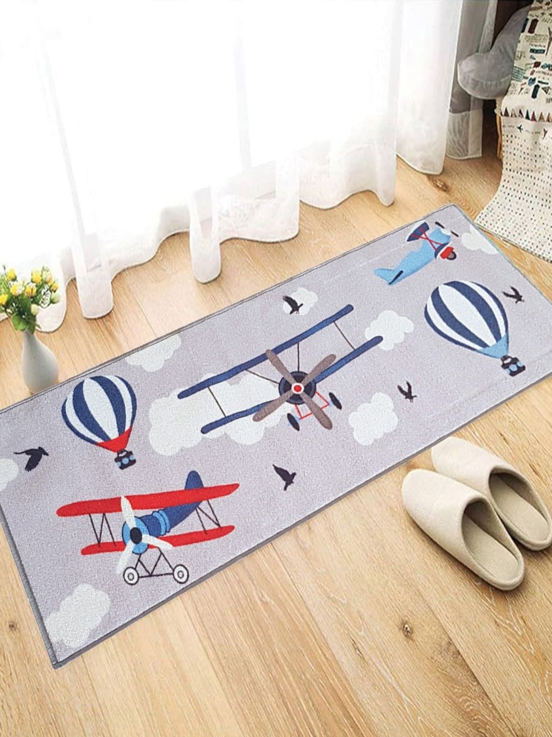 

Matz and More Grey & Blue Printed Anti-Slip Runners