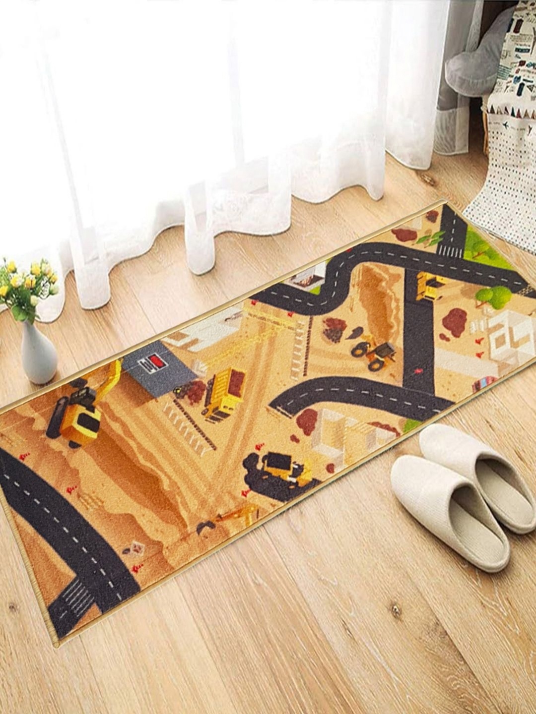 

Matz and More Brown & Yellow Abstract Printed Anti-Slip Floor Runner