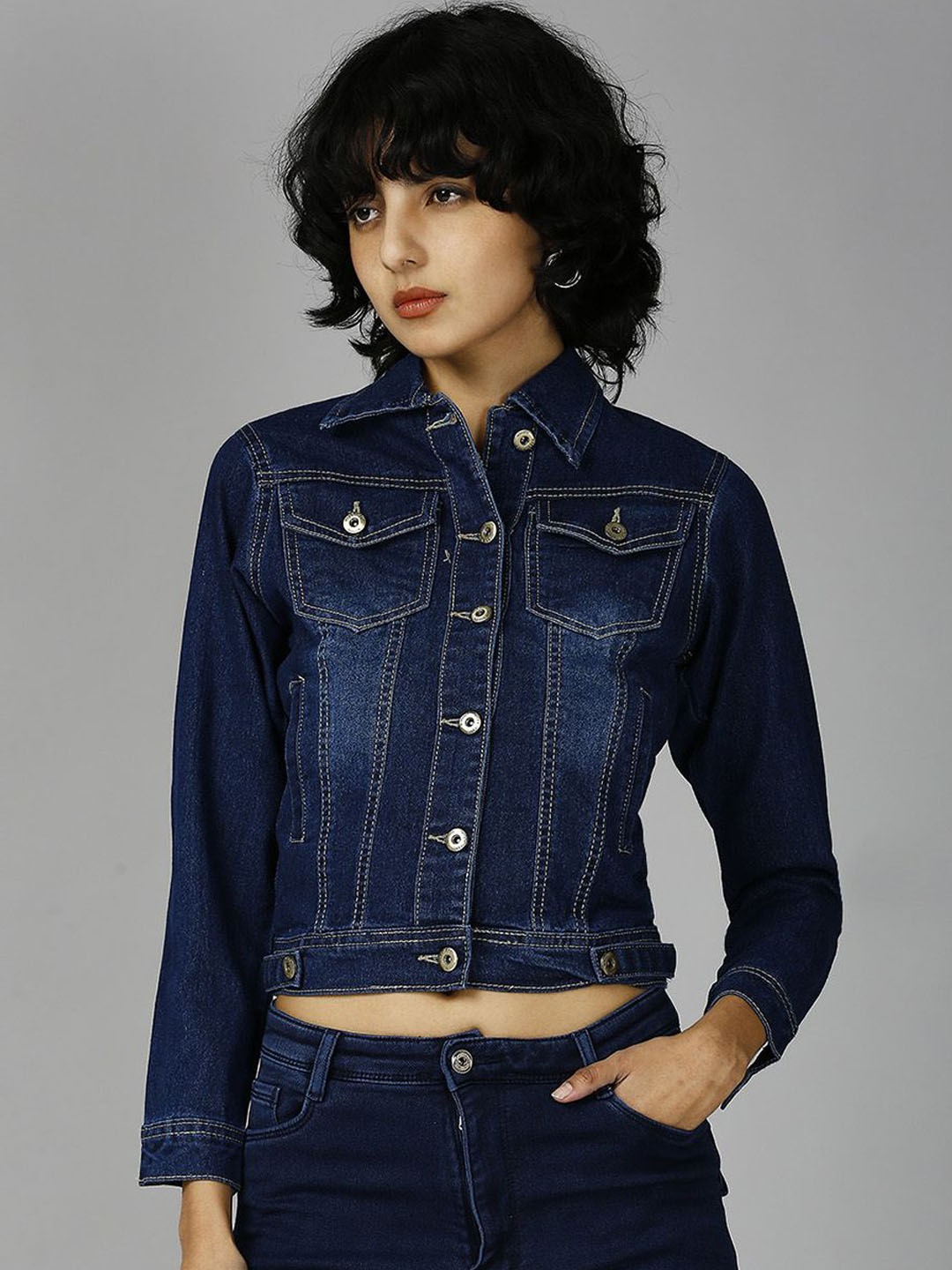 

Blum Denim Women Washed Lightweight Crop Outdoor Denim Jacket, Navy blue