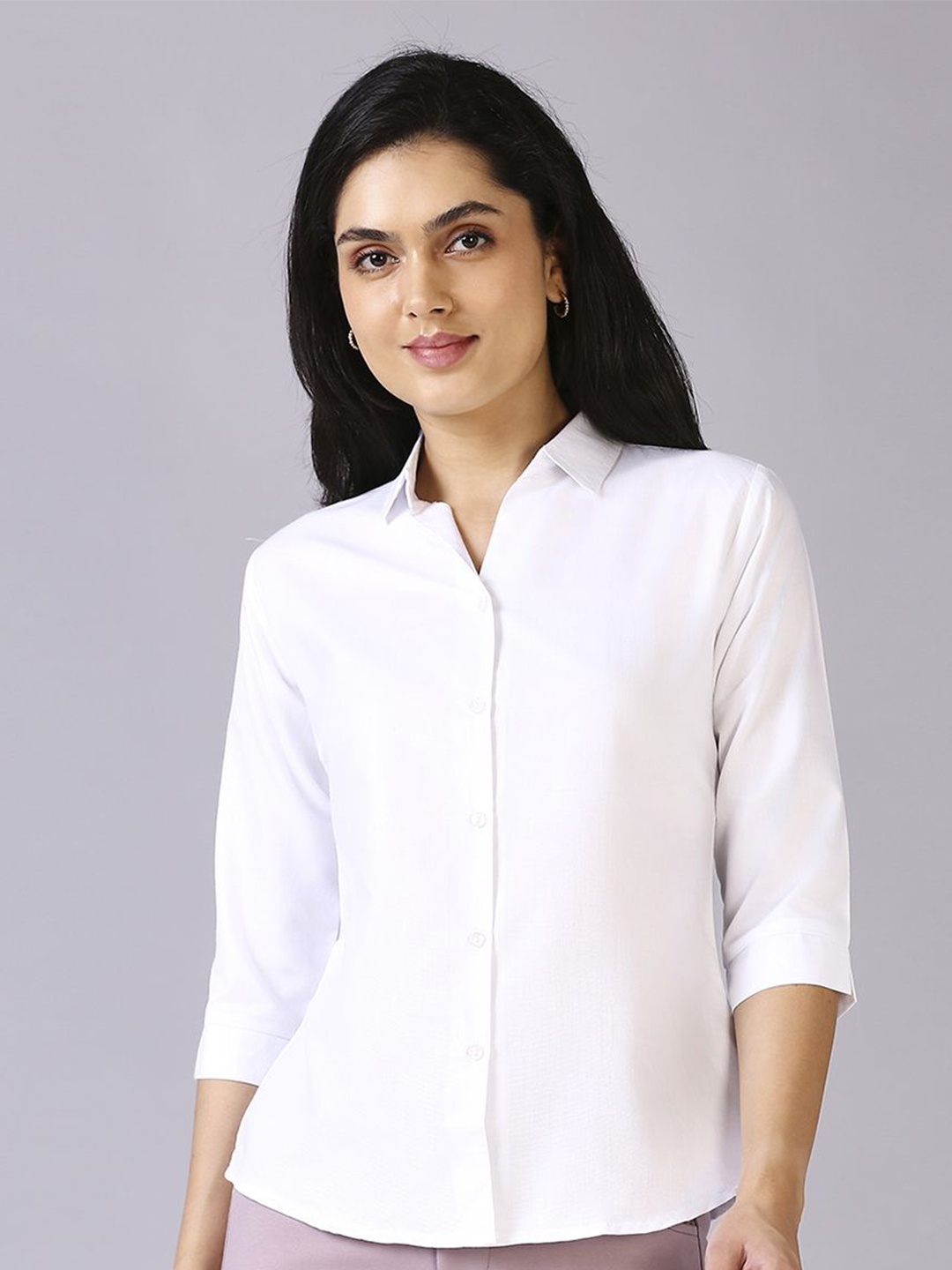 

Blum Denim Women Classic Slim Fit Opaque Casual Shirt, White