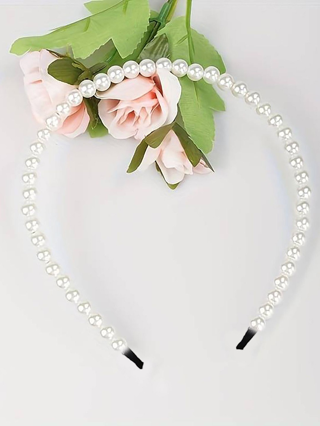 

SYGA Women Pearl-Beaded Metal Hairband, White