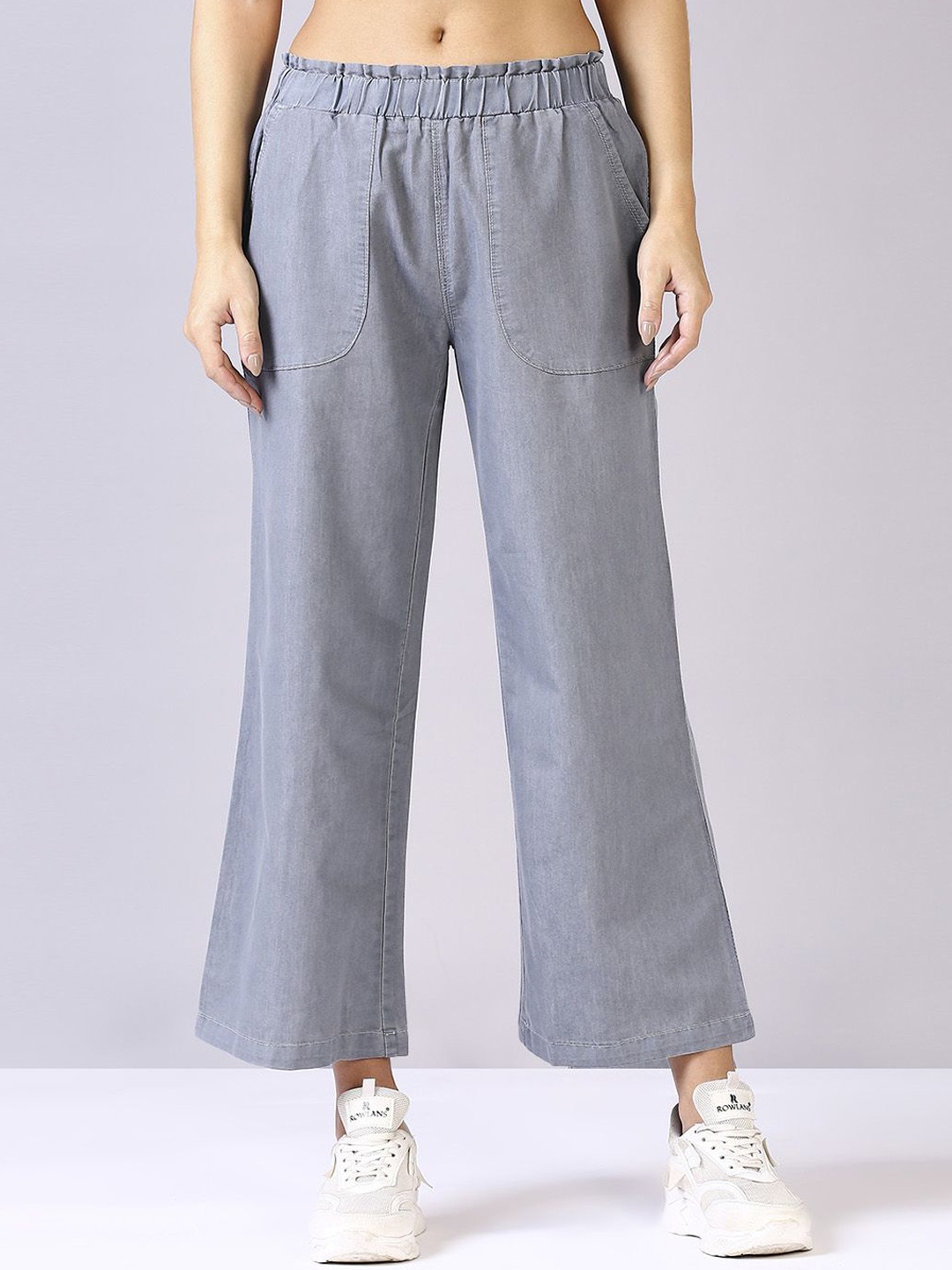 

Blum Denim Women Wide Leg High-Rise Stretchable Jeans, Grey