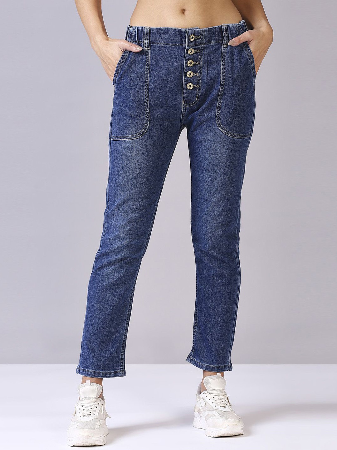 

Blum Denim Women Straight Fit High-Rise Stretchable Jeans, Blue