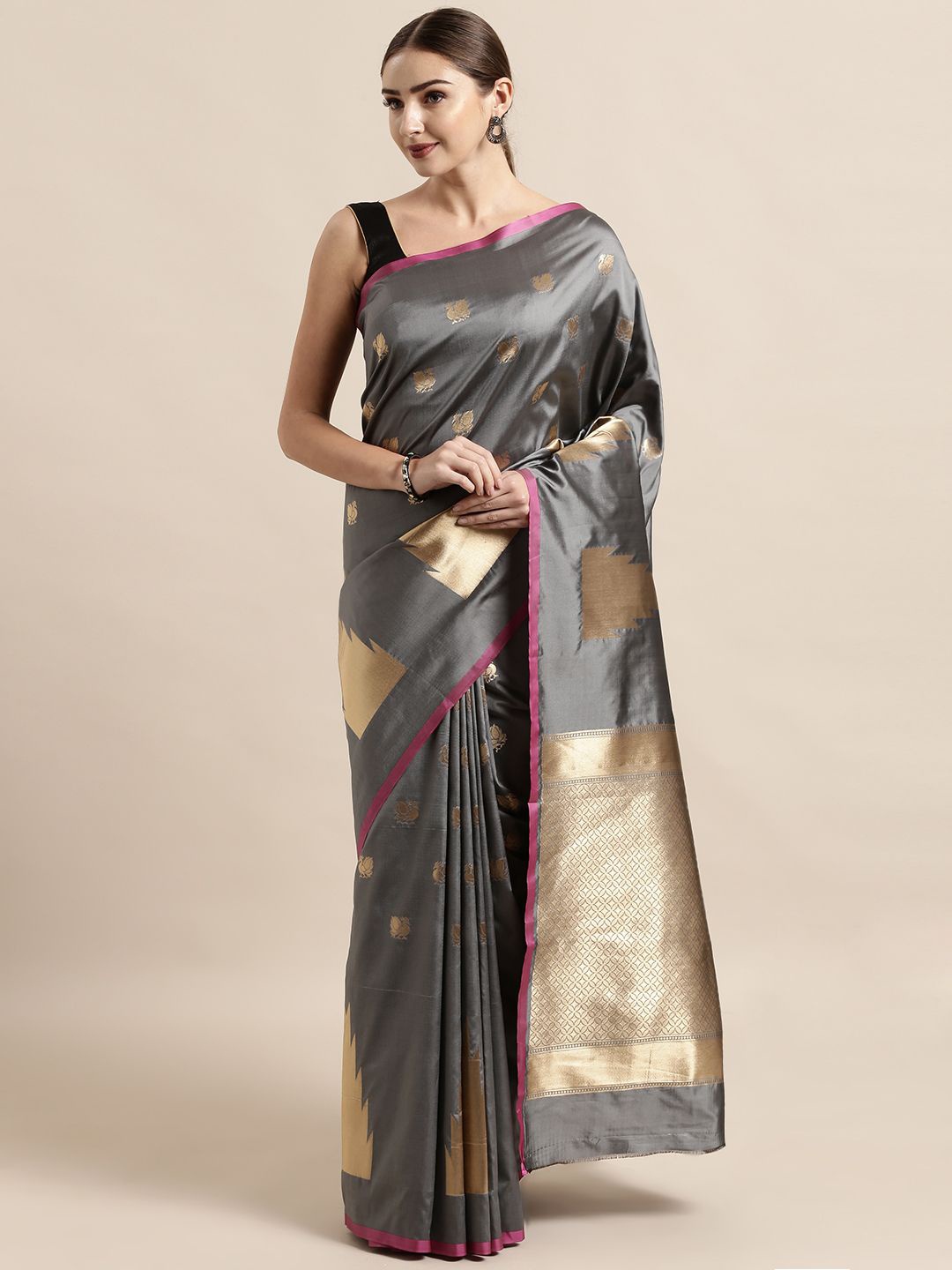 

VASTRANAND Woven Design Zari Banarasi Saree, Grey