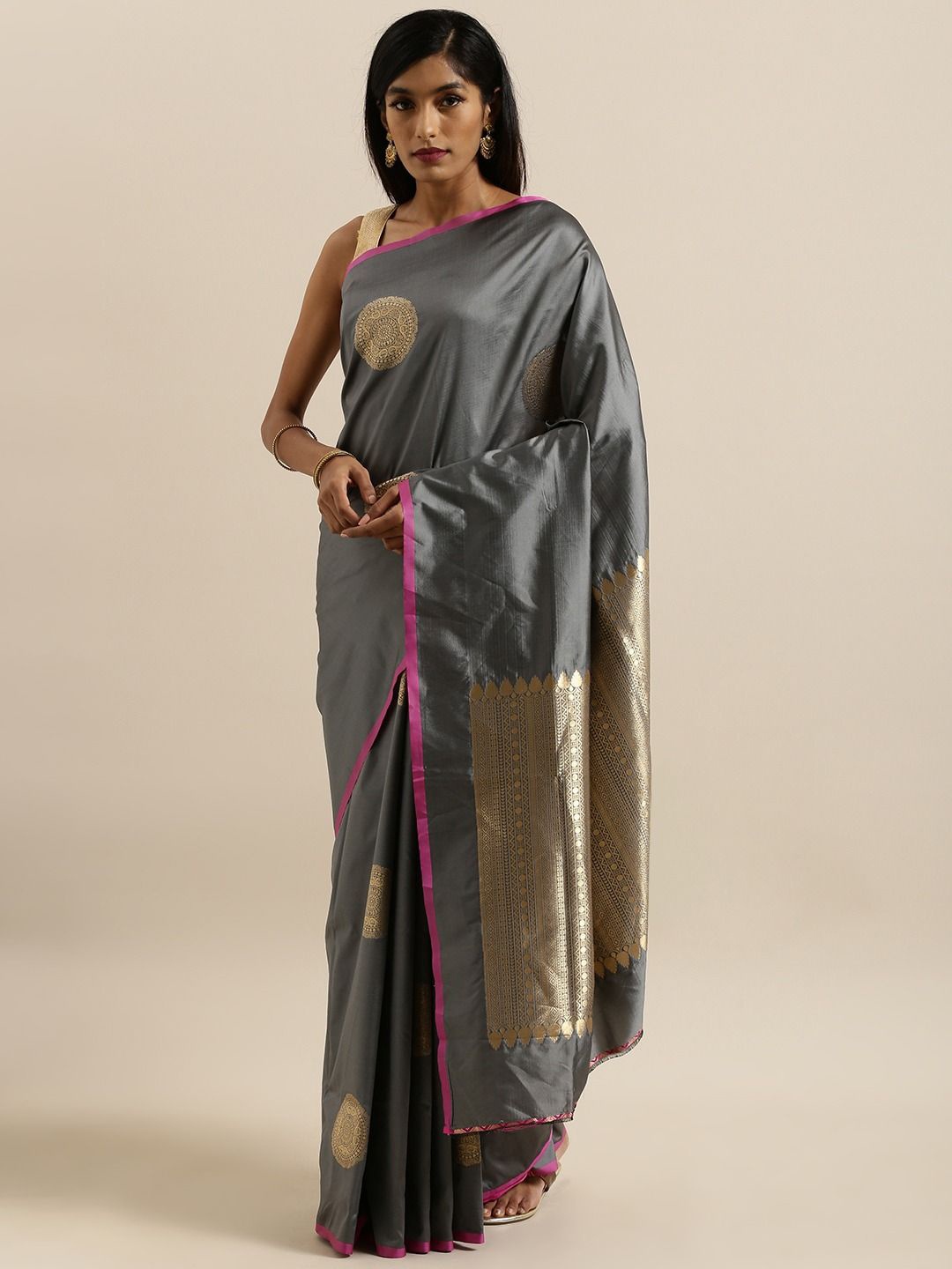 

VASTRANAND Woven Design Zari Banarasi Saree, Grey