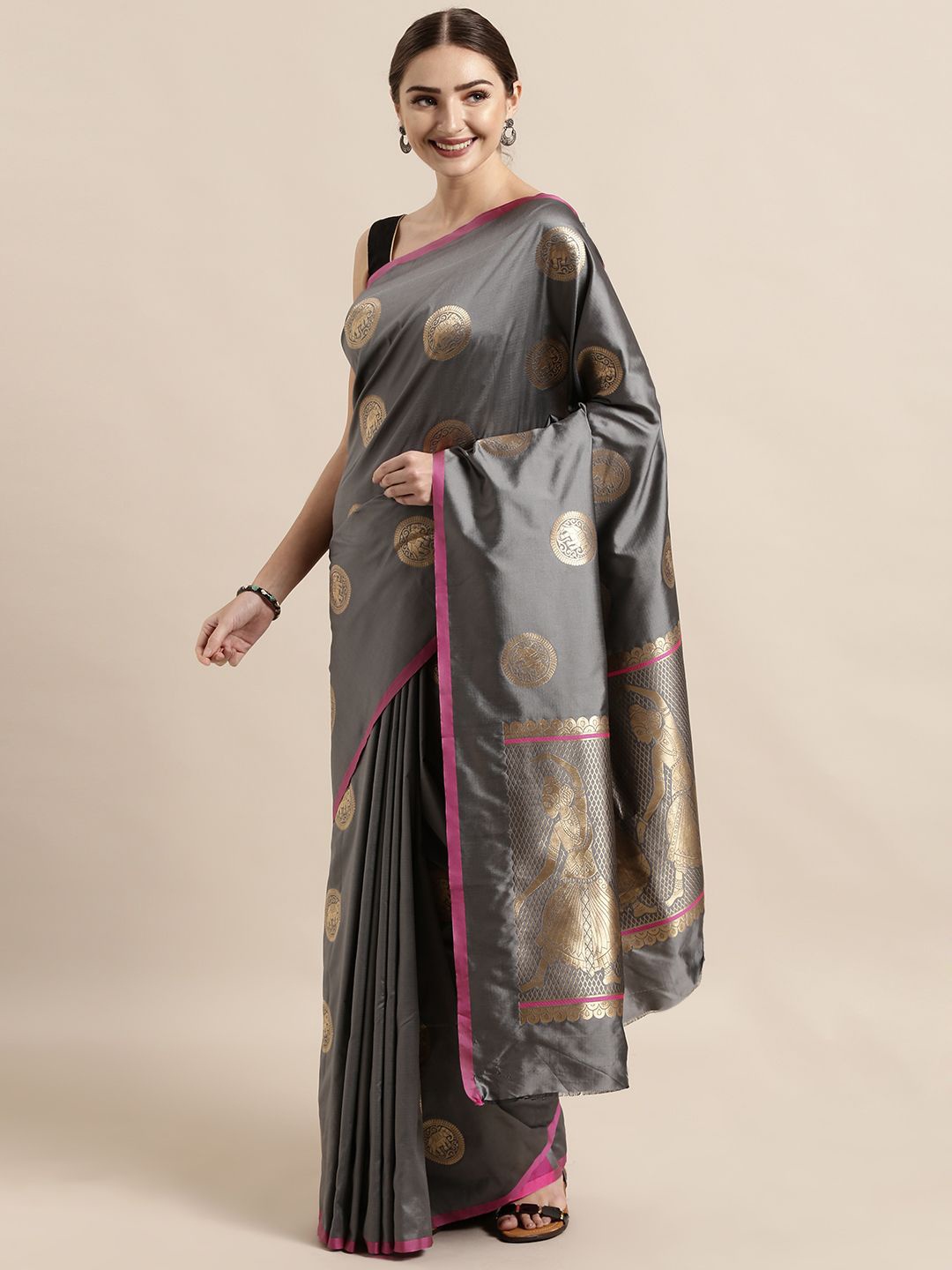 

VASTRANAND Woven Design Zari Banarasi Saree, Grey