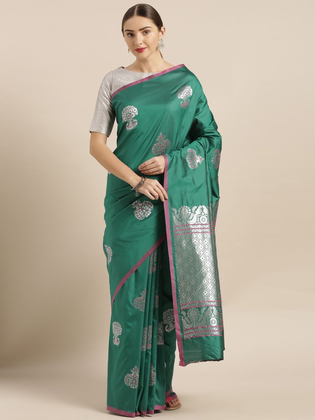 

VASTRANAND Woven Design Zari Banarasi Saree, Green
